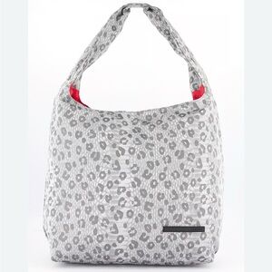 Tahari Hobo Pewter Leopard Tote Bag New With Tags Red Interior Padded Strap